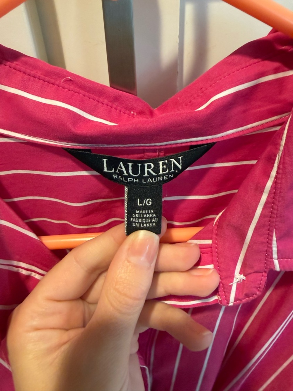Ralph Lauren Striped Tie-Waist Button-Front Top - Pink - Picture 3 of 4